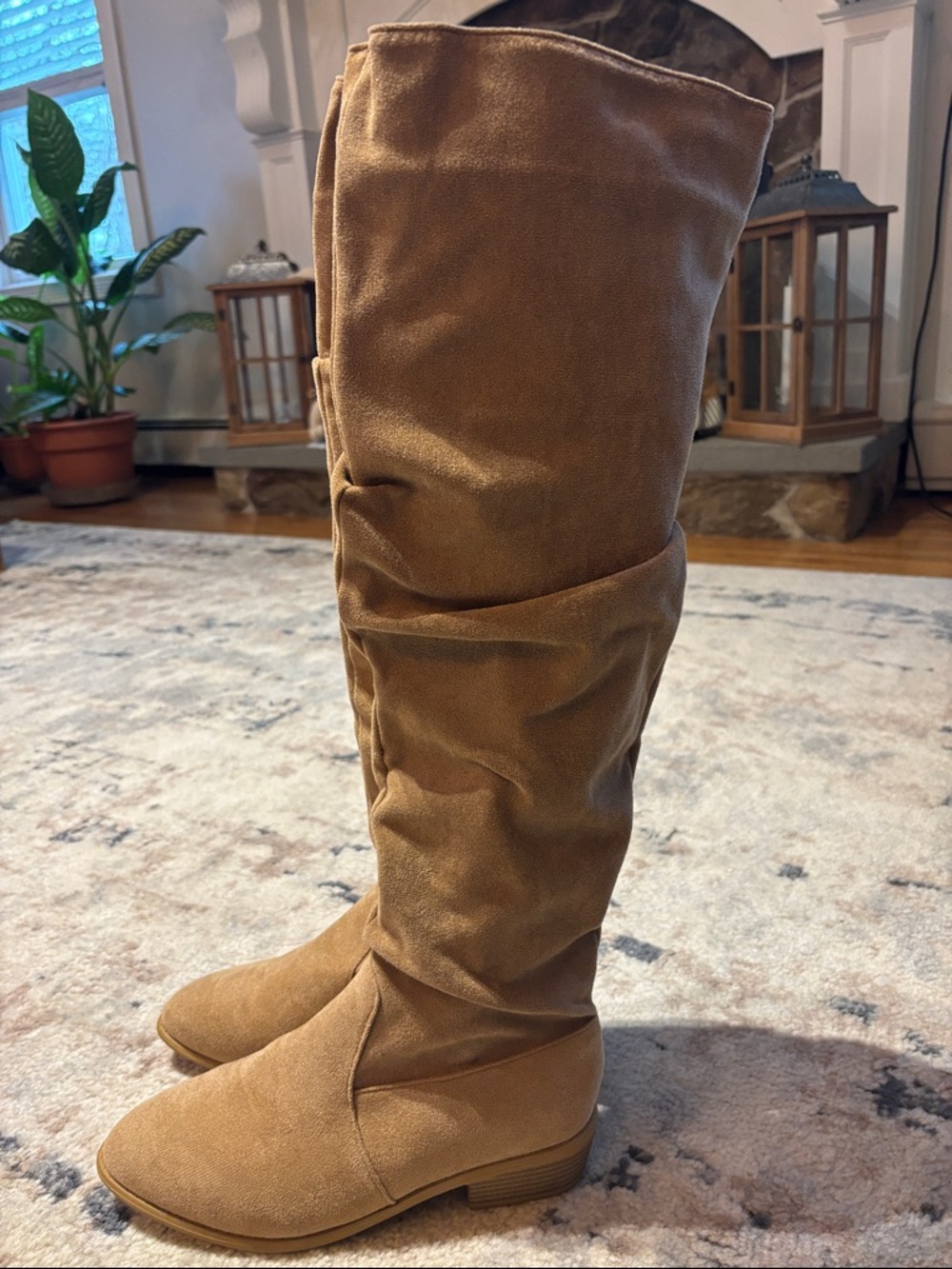 SHEIN Women’s Suede Slouch Boots - Tan size 39 (8) NWOT